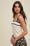 Contrast Sweater Tank Top - Taupe/Black by Boutique 23