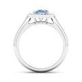 Genuine Aquamarine Diamond Halo Pave Bridge Ring by Fine Color Jewels