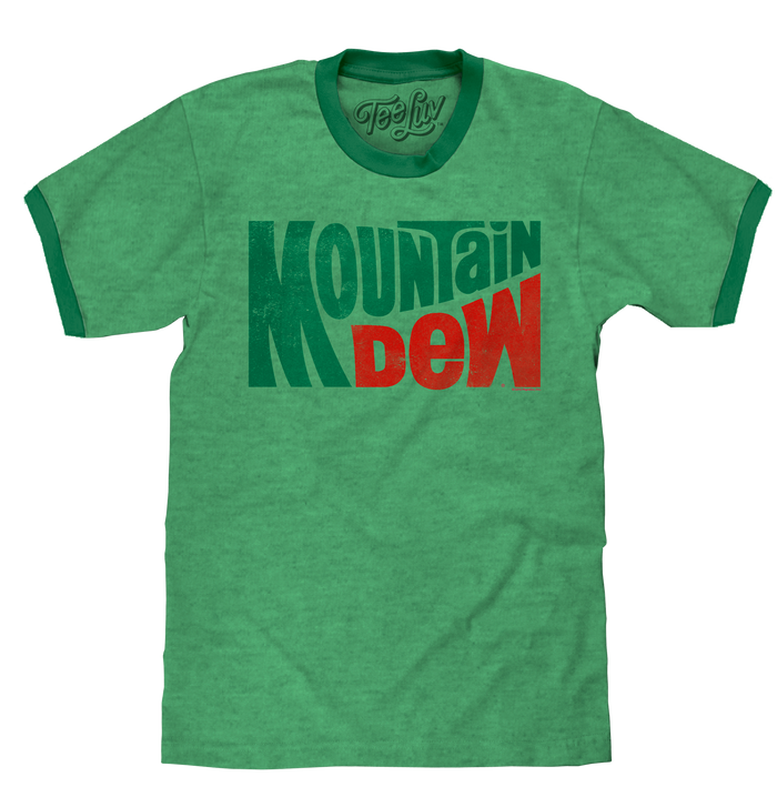 Vintage Mt Dew Ringer T-Shirt - Green by Tee Luv