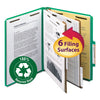 Smead 100% Recycled Pressboard Classification Folders, 2 Dividers, Letter Size, Green, 10/Box