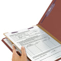 Smead 100% Recycled Pressboard Classification Folders, 1 Divider, Letter Size, Red, 10/Box