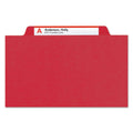 Smead Eight-Section Pressboard Top Tab Classification Folders with SafeSHIELD Fasteners, 3 Dividers, Legal Size, Bright Red, 10/Box