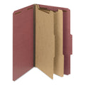 Smead 100% Recycled Pressboard Classification Folders, 2 Dividers, Legal Size, Red, 10/Box