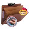 Smead Pressboard Classification Folders with SafeSHIELD Coated Fasteners, 1/3-Cut, 2 Dividers, Letter Size, Red, 10/Box