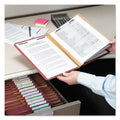 Smead Pressboard Classification Folders with SafeSHIELD Coated Fasteners, 2/5 Cut, 2 Dividers, Legal Size, Red, 10/Box