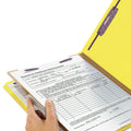 Smead Four-Section Pressboard Top Tab Classification Folders with SafeSHIELD Fasteners, 1 Divider, Letter Size, Yellow, 10/Box
