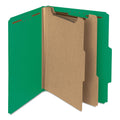 Smead 100% Recycled Pressboard Classification Folders, 2 Dividers, Letter Size, Green, 10/Box