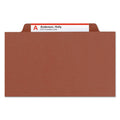 Smead 100% Recycled Pressboard Classification Folders, 1 Divider, Letter Size, Red, 10/Box