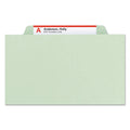 Smead Pressboard Classification Folders with SafeSHIELD Coated Fasteners, 2/5 Cut, 3 Dividers, Legal Size, Gray-Green, 10/Box
