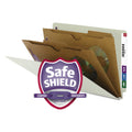 Smead X-Heavy 2-Pocket End Tab Pressboard Classification Folders with SafeSHIELD Fasteners, 2 Dividers, Legal, Gray-Green, 10/Box
