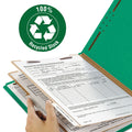 Smead 100% Recycled Pressboard Classification Folders, 2 Dividers, Letter Size, Green, 10/Box