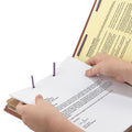 Smead Pressboard Classification Folders with SafeSHIELD Coated Fasteners, 1/3-Cut Metal Tab, 2 Dividers, Legal Size, Red, 10/Box