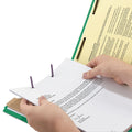 Smead 100% Recycled Pressboard Classification Folders, 2 Dividers, Letter Size, Green, 10/Box