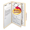Smead Manila Four- and Six-Section Top Tab Classification Folders, 1 Divider, Legal Size, Manila, 10/Box