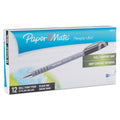 Paper Mate FlexGrip Ultra Ballpoint Pen, Stick, Fine 0.8 mm, Black Ink, Gray Barrel, Dozen