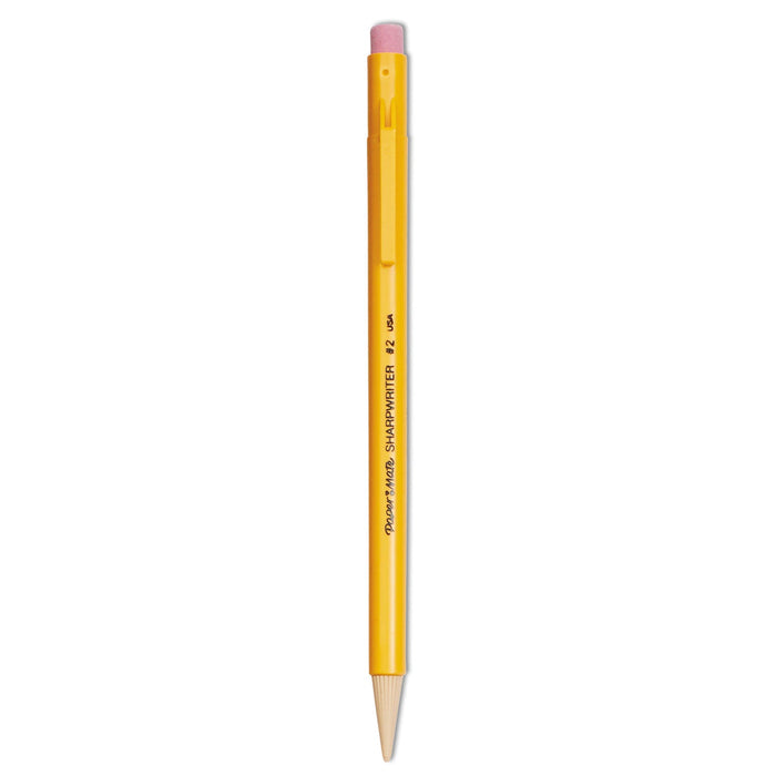 Paper Mate Sharpwriter Mechanical Pencil, 0.7 mm, HB (#2.5), Black Lead, Classic Yellow Barrel, Dozen