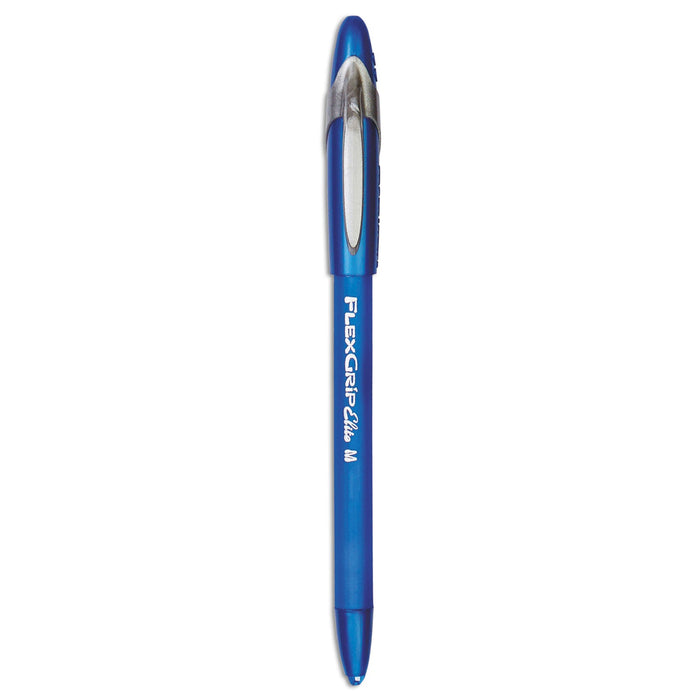 Paper Mate FlexGrip Elite Ballpoint Pen, Stick, Medium 1 mm, Blue Ink, Blue Barrel, Dozen