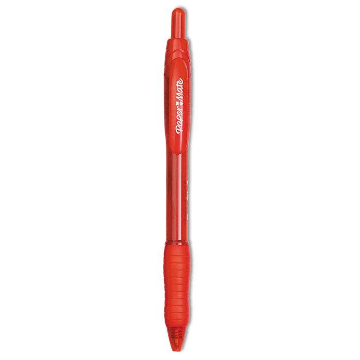 Paper Mate Profile Ballpoint Pen, Retractable, Bold 1.4 mm, Red Ink, Red Barrel, Dozen