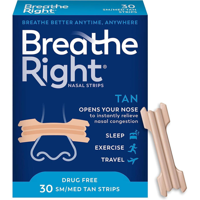 Breathe Right Nasal Strips Original Tan Small/Medium by Pasteur Pharmacy