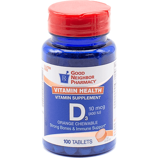 GNP Vitamin D 400iu Orange Chewable 100 Tabs by Pasteur Pharmacy