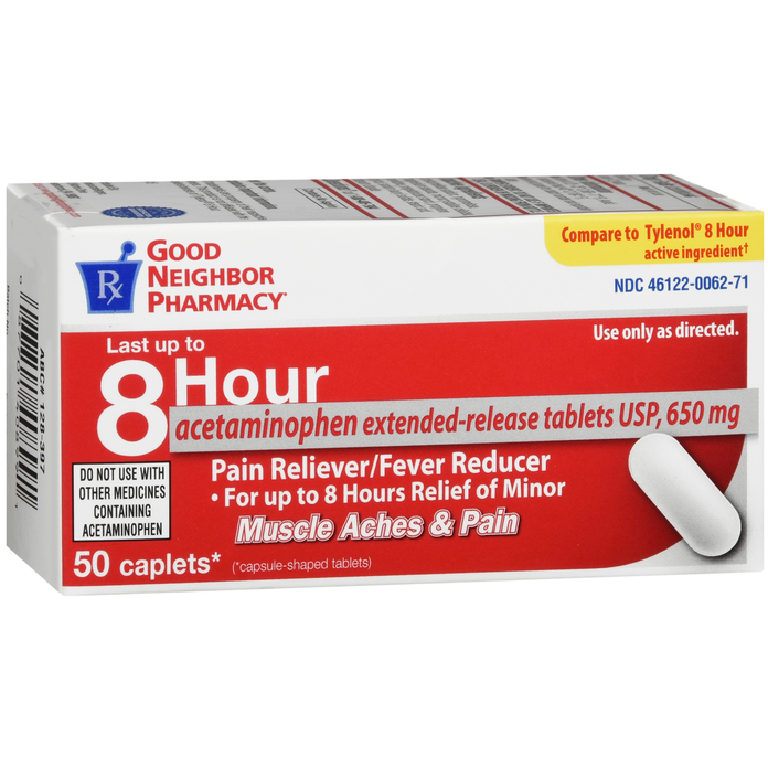 Good Neighbor Pharmacy 8 Hour Acetaminophen Extended-Release Tablets 650 mg – 100 Caplets by Pasteur Pharmacy