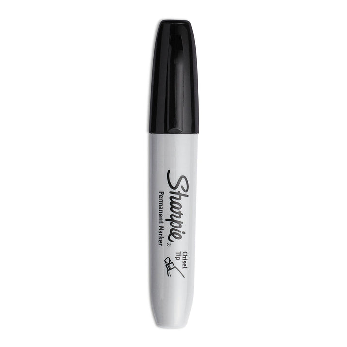 Sharpie Chisel Tip Permanent Marker, Medium Chisel Tip, Black, 4/Pack