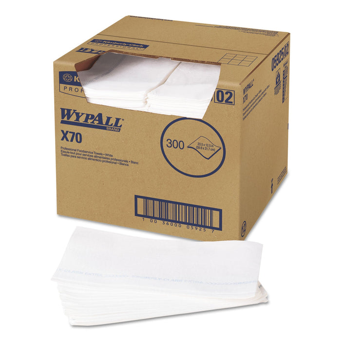 WypAll X70 Wipers, Kimfresh Antimicrobial, 12.5 x 23.5, White, 300/Carton