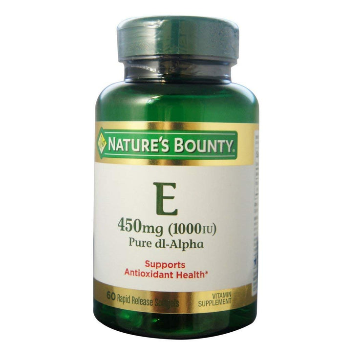 Nature's Bounty Vitamin E, Pure Dl-Alpha, 450 Mg (1000 IU), Rapid Release Softgels by Pasteur Pharmacy