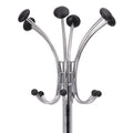 Alba Chromy Coat Stand, 12 Knobs, 16w x 16d x 70.5h, Chrome/Black