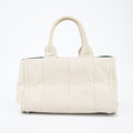 Prada Beige x Green Canapa Canvas x Satin Flower Tote Bag #2265 by Bolt Boutique