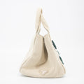 Prada Beige x Green Canapa Canvas x Satin Flower Tote Bag #2265 by Bolt Boutique