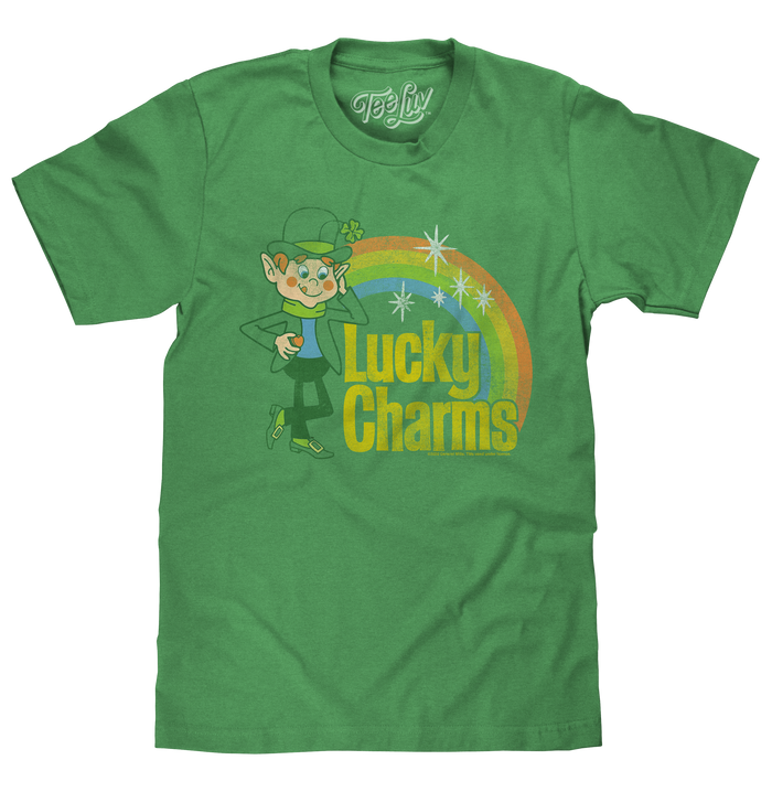 Lucky Charms Retro Rainbow T-Shirt - Green by Tee Luv