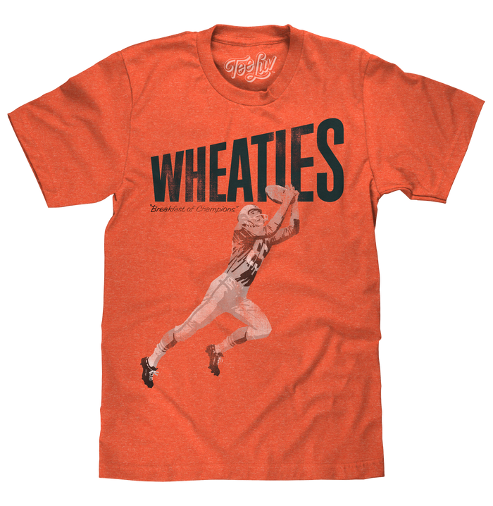 Wheaties Breakfast of Champions Football Player T-Shirt - Orange by Tee Luv