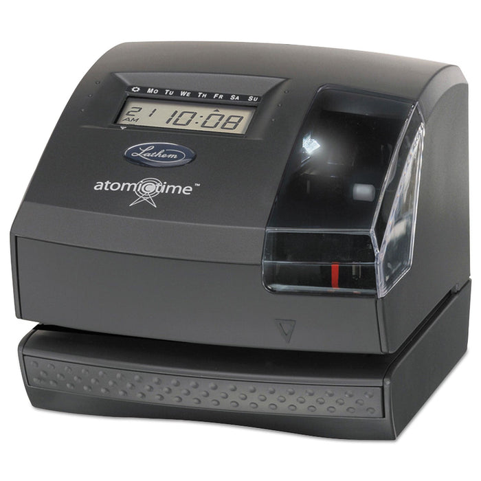 Lathem 1600E Wireless Atomic Time Recorder with Tru-Align, Digital Display, Dark Gray