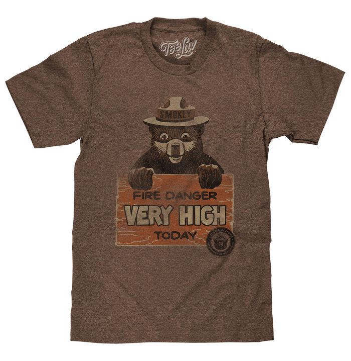 Smokey Fire Danger Very High T-Shirt - Brown by Tee Luv