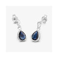 1.60 Ct Pear Blue Sapphire & Diamond Bezel 10K Gold Dangle Earrings by Fine Color Jewels