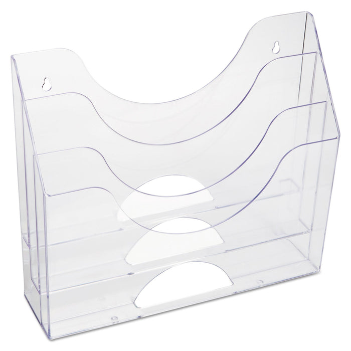 Rubbermaid Optimizers Multifunctional Three-Pocket File Folder Organizer, 3 Sections, Letter Size Files, 13" x 3.5" x 11.5", Clear