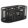 Rolodex Mesh Oval Pencil Cup Organizer, 4 Compartments, Steel, 9.38 x 4.5 x 4, Black