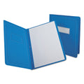 Oxford Title Panel and Border Front Report Cover, 3-Prong Fastener, Panel and Border Cover, 0.5" Cap, 8.5 x 11, Light Blue, 25/Box