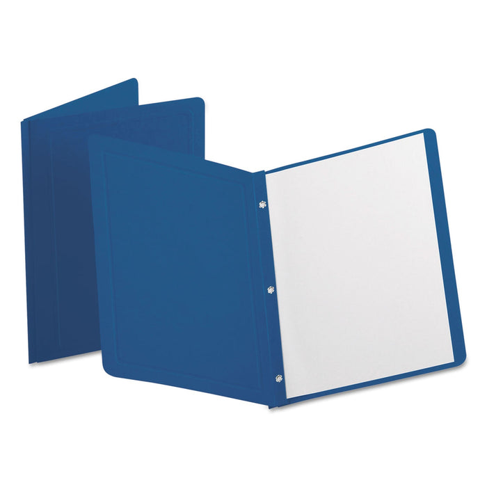 Oxford Title Panel and Border Front Report Cover, Three-Prong Fastener, 0.5" Capacity, Dark Blue/Dark Blue, 25/Box