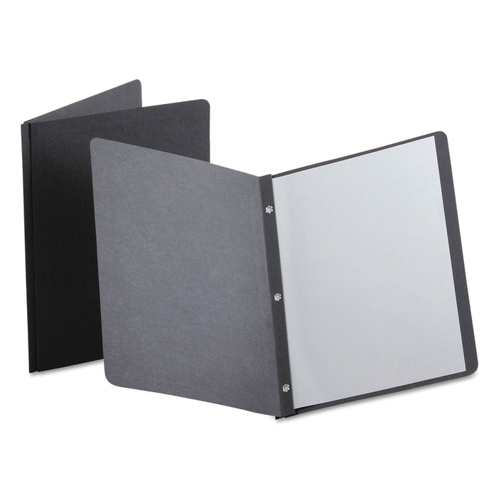 Oxford Title Panel and Border Front Report Cover, Three-Prong Fastener, 0.5" Capacity, 8.5 x 11, Black/Black, 25/Box