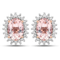 1.61 Carat Genuine Morganite and White Diamond 14K Rose Gold Earrings by Bids.com
