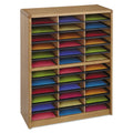 Safco Steel/Fiberboard Literature Sorter, 36 Compartments, 32.25 x 13.5 x 38, Oak