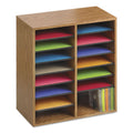 Safco Wood/Laminate Literature/CD Sorter, 16 Compartments, 19.5 x 11.75 x 21, Medium Oak