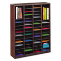 Safco Wood/Fiberboard E-Z Stor Sorter, 60 Compartments, 40 x 11.75 x 52.25, Mahogany, 2 Boxes