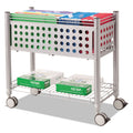Vertiflex File Cart with Open Top, Metal, 1 Shelf, 2 Bins, 28.25" x 13.75" x 27.38", Matte Gray