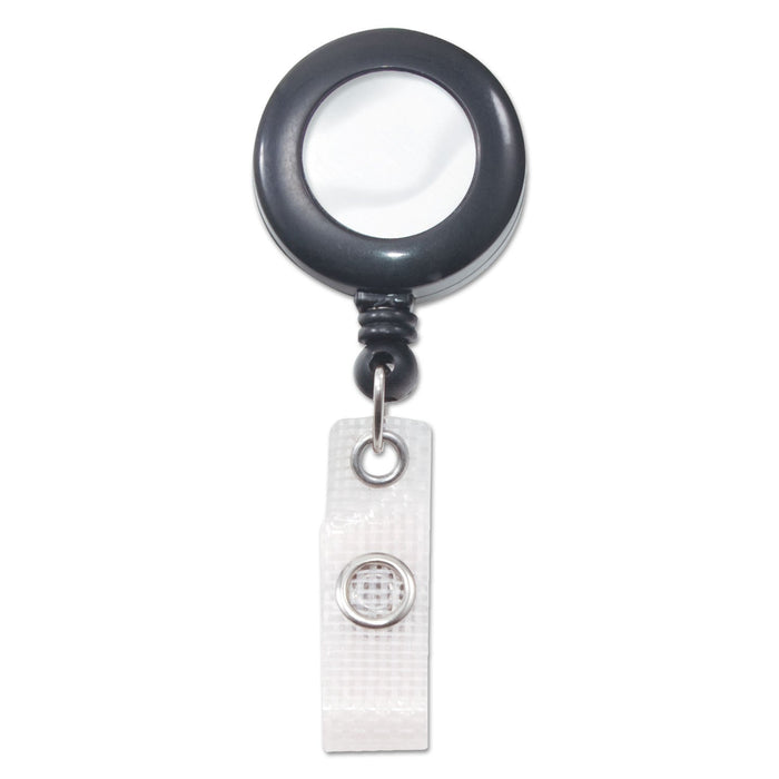 Advantus Deluxe Retractable ID Reel with Badge Holder, 24" Extension, Black, 12/Box