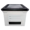 Innovative Storage Designs File Tote with Contents Label, Letter/Legal Files, 17.75" x 14" x 10.25", Clear/Black