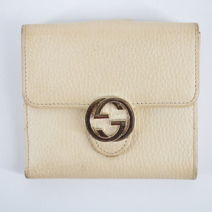 Gucci Beige Interlocking G Leather Double Hook Compact Wallet #2282 by Bolt Boutique