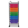 Advantus Portable Drawer Organizer, Metal, 1 Shelf, 10 Drawers, 13" x 15.38" x 37.75", Matte Gray/Assorted
